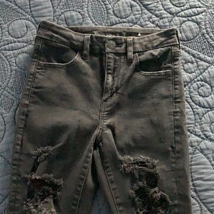 AE Curvy Hi Rise distressed Jegging Black SZ 4